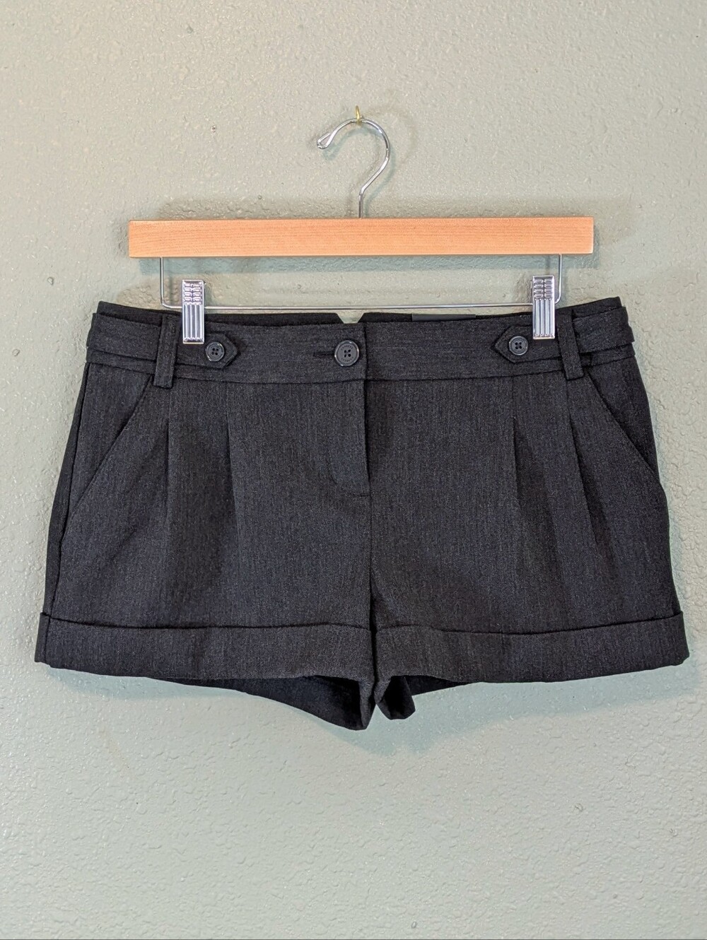 NWT Express Charcoal High-Waist Cuffed Dress Shorts
